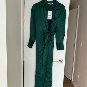 Zara emerald green wrap dress